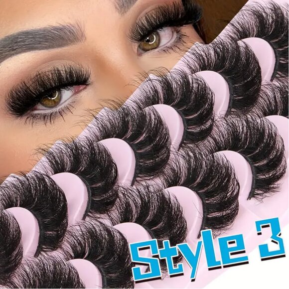 21 Pairs Natural Faux Mink False Eyelashes Fluffy Thick 3 Styles 5D Cat Eye - Picture 6 of 7